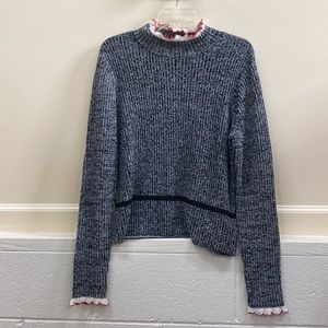 Tory Burch L cotton blend vintage knit sweater crochet collar